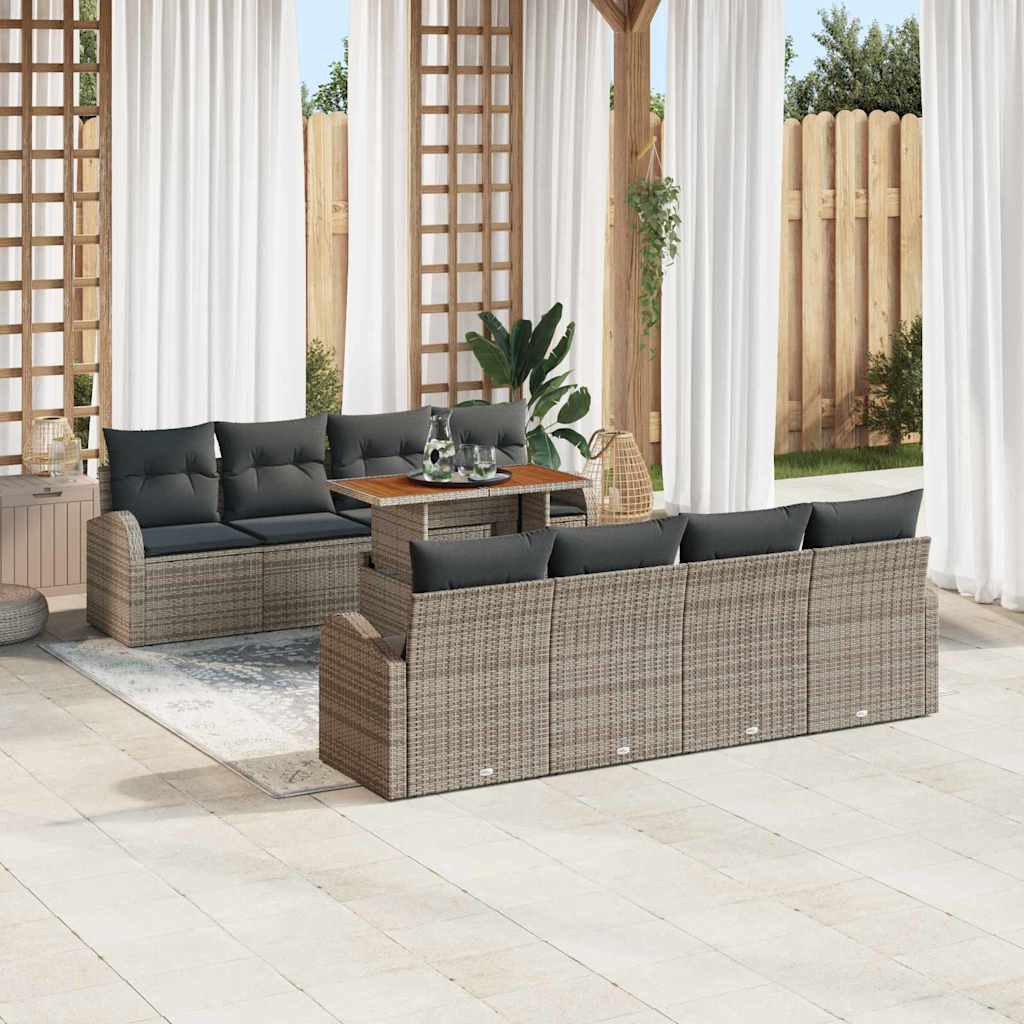 Garten-Sofa-Set mit Speicher 9 pcs Schwarz Poly Rattan