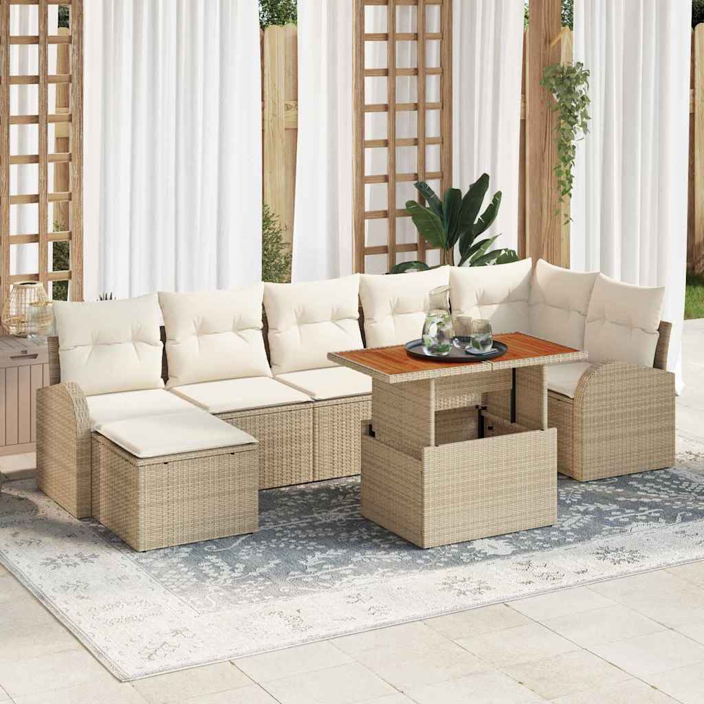 Garten-Sofa-Set mit Speicher 8 pcs Schwarz Poly Rattan