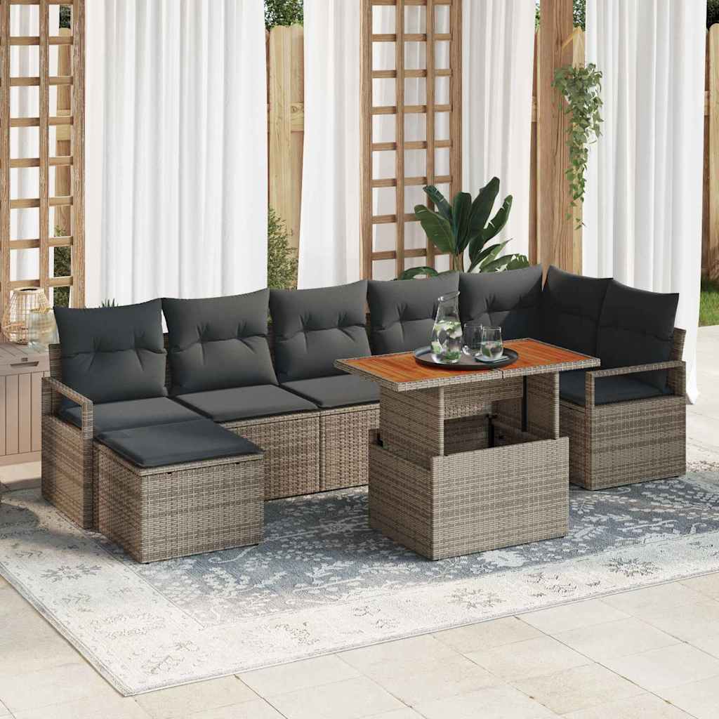 Garten-Sofa-Set mit Speicher 8 pcs Schwarz Poly Rattan