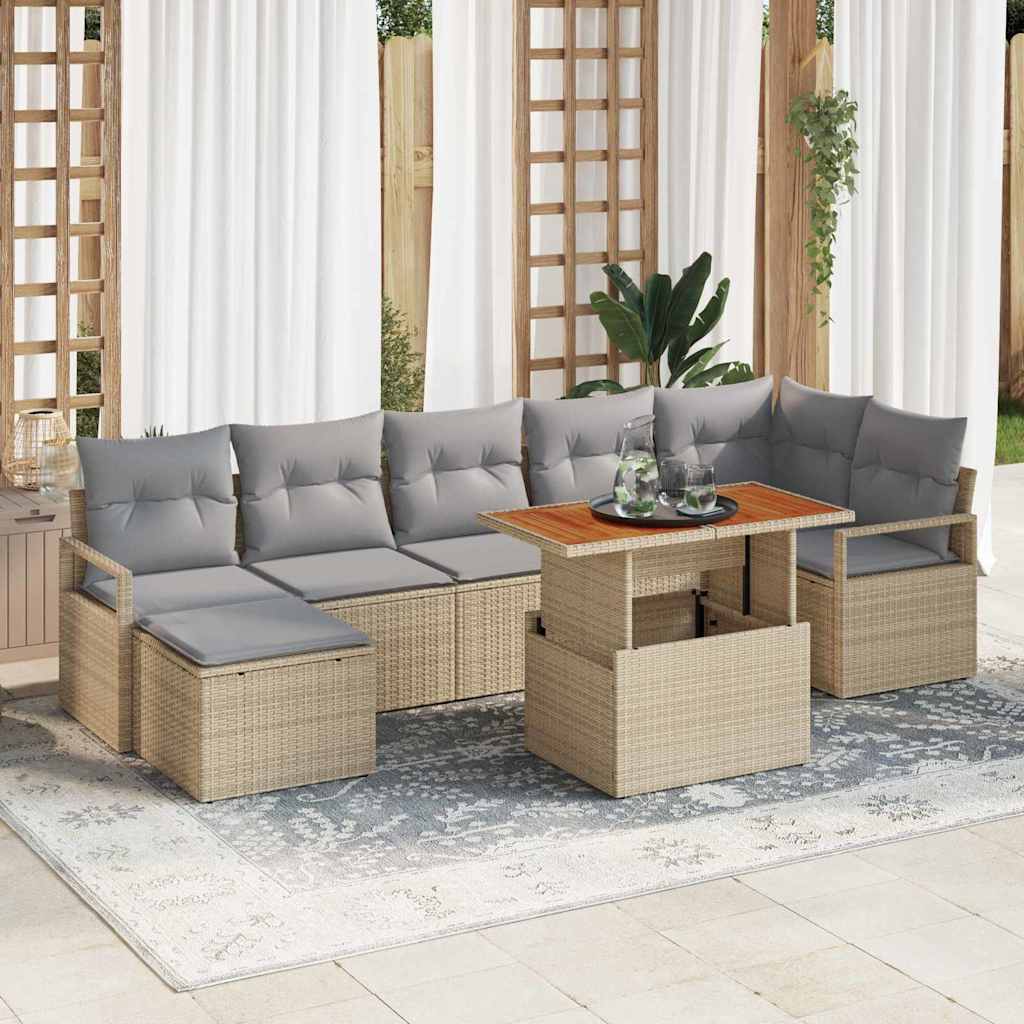 Garten-Sofa-Set mit Speicher 8 pcs Schwarz Poly Rattan