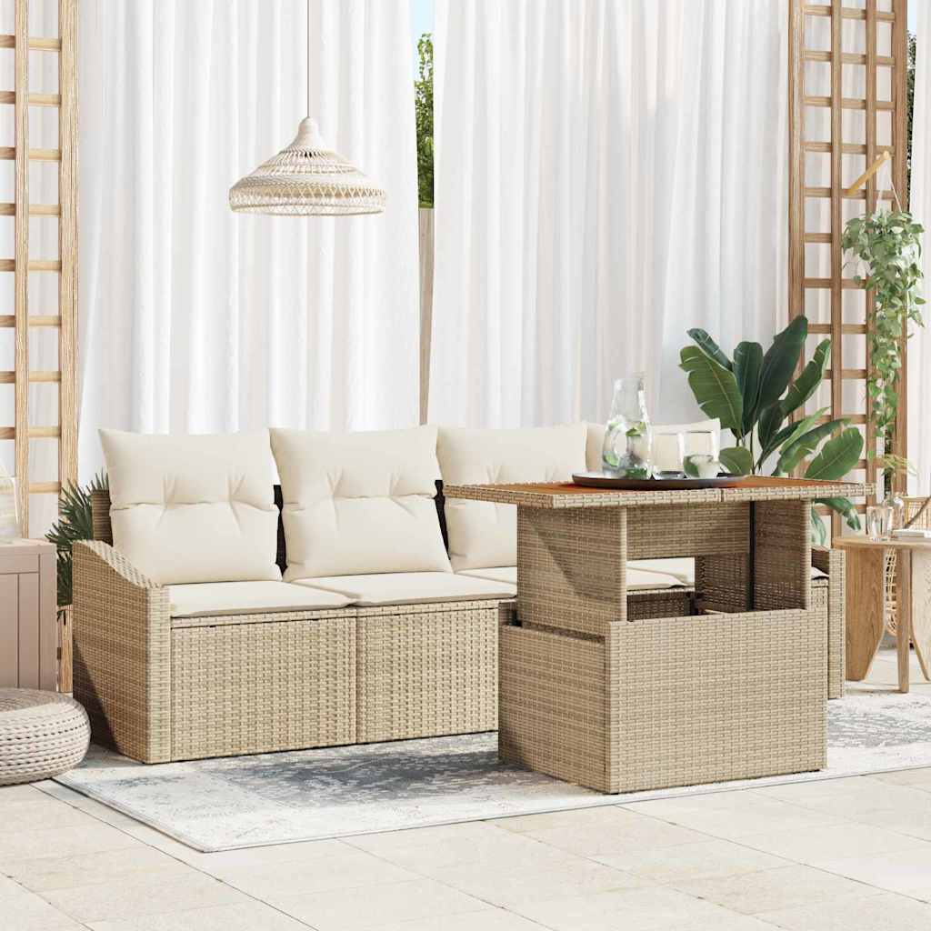 Garten-Sofa-Set mit Speicher 5 pcs Schwarz Poly Rattan