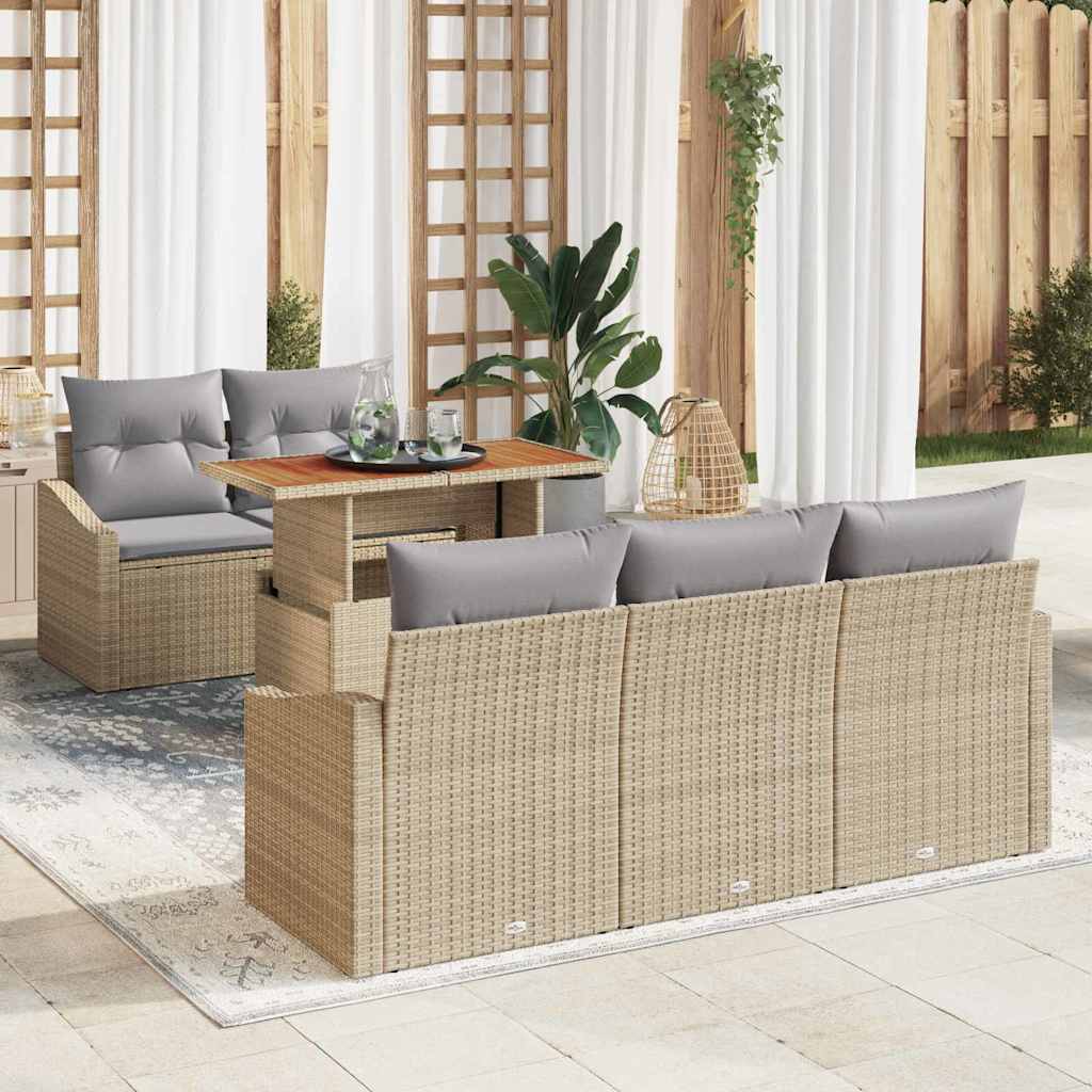 Garten-Sofa-Set mit Speicher 6 pcs Schwarz Poly Rattan