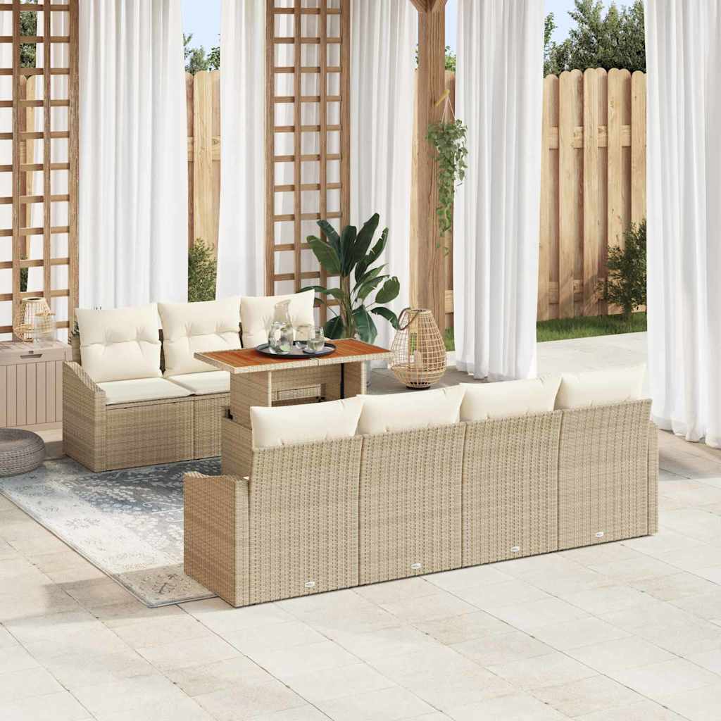 Garten-Sofa-Set mit Speicher 8 pcs Schwarz Poly Rattan