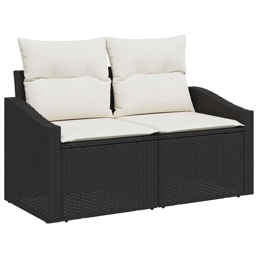 Garten-Sofa-Set mit Speicher 6 pcs Schwarz Poly Rattan