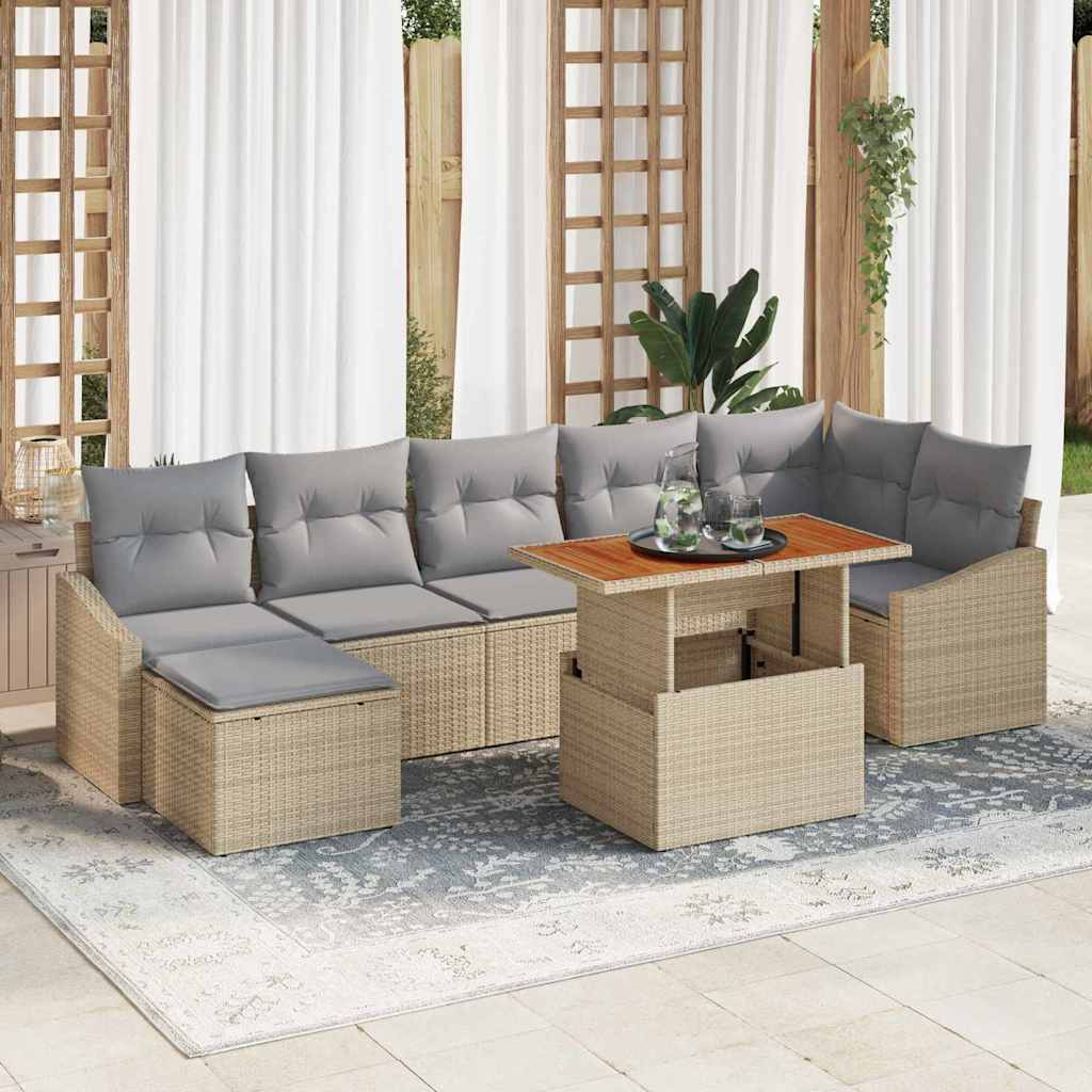 Garten-Sofa-Set mit Speicher 8 pcs Schwarz Poly Rattan