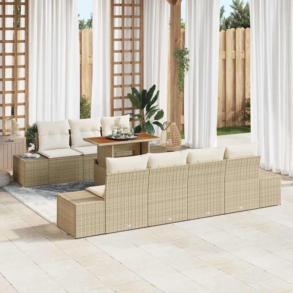 Garten-Sofa-Set mit Speicher 8 pcs Schwarz Poly Rattan