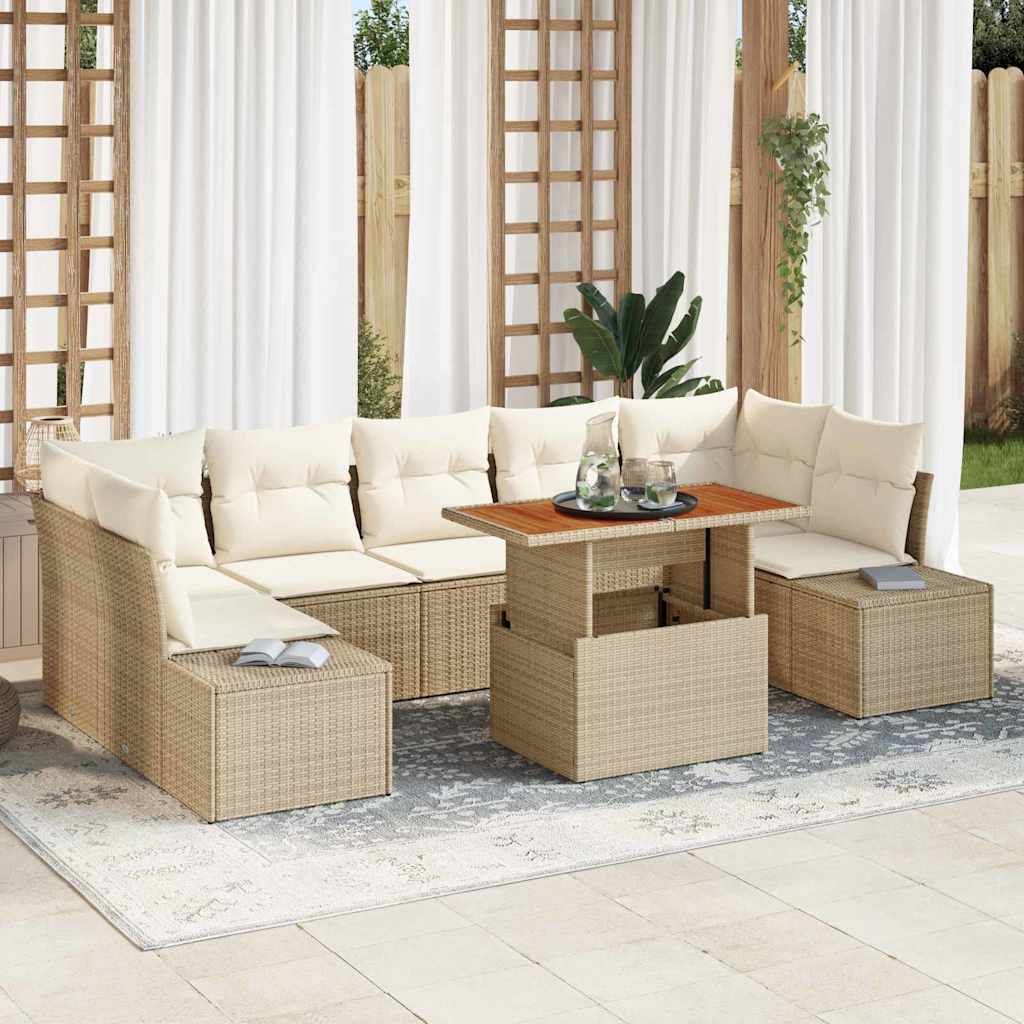 Garten-Sofa-Set mit Speicher 8 pcs Schwarz Poly Rattan