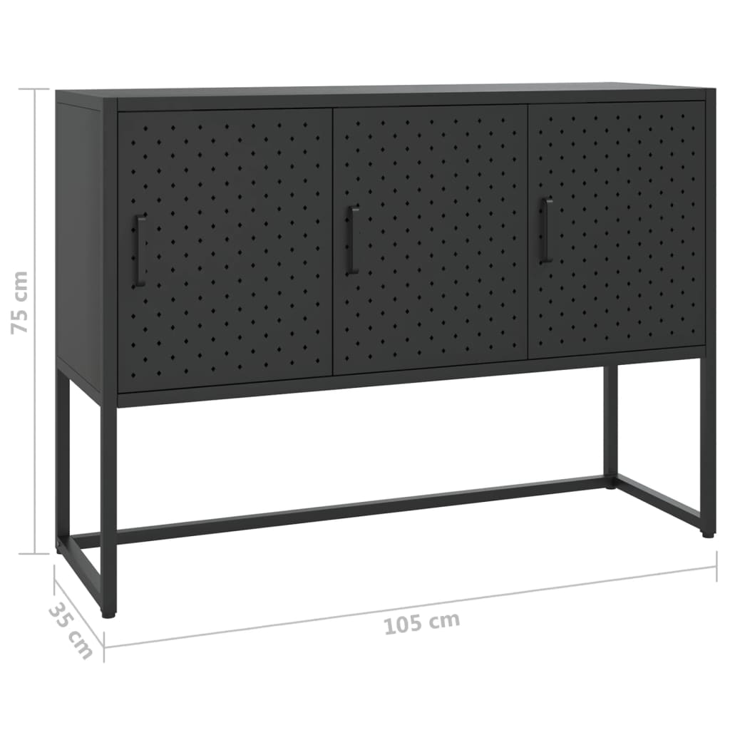 vidaXL Sideboard Schwarz 105x35x75 cm Stahl