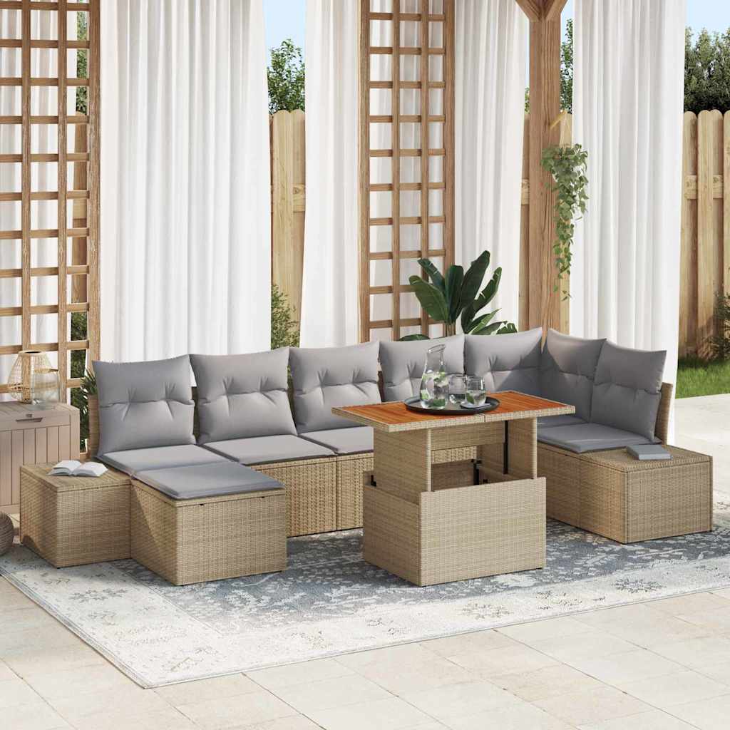 Garten-Sofa-Set mit Speicher 8 pcs Schwarz Poly Rattan