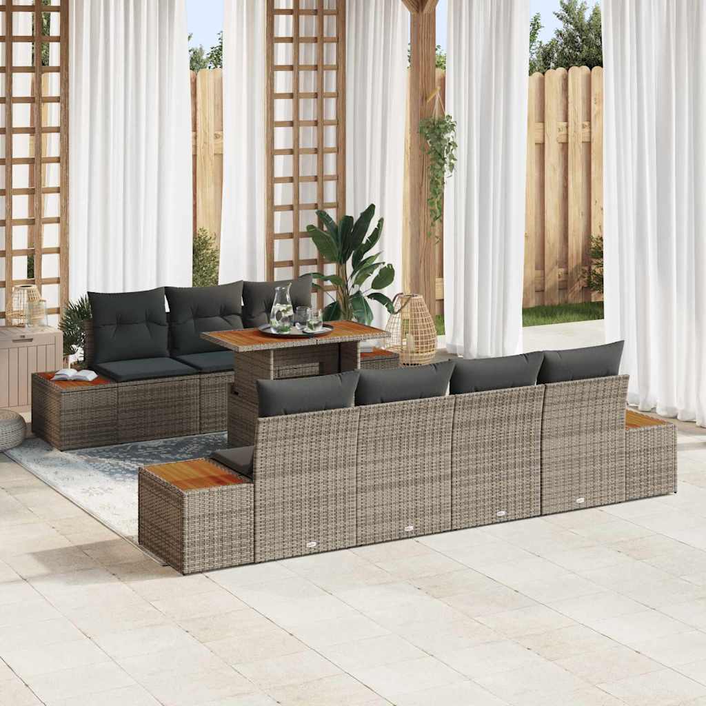 Garten-Sofa-Set mit Speicher 8 pcs Schwarz Poly Rattan