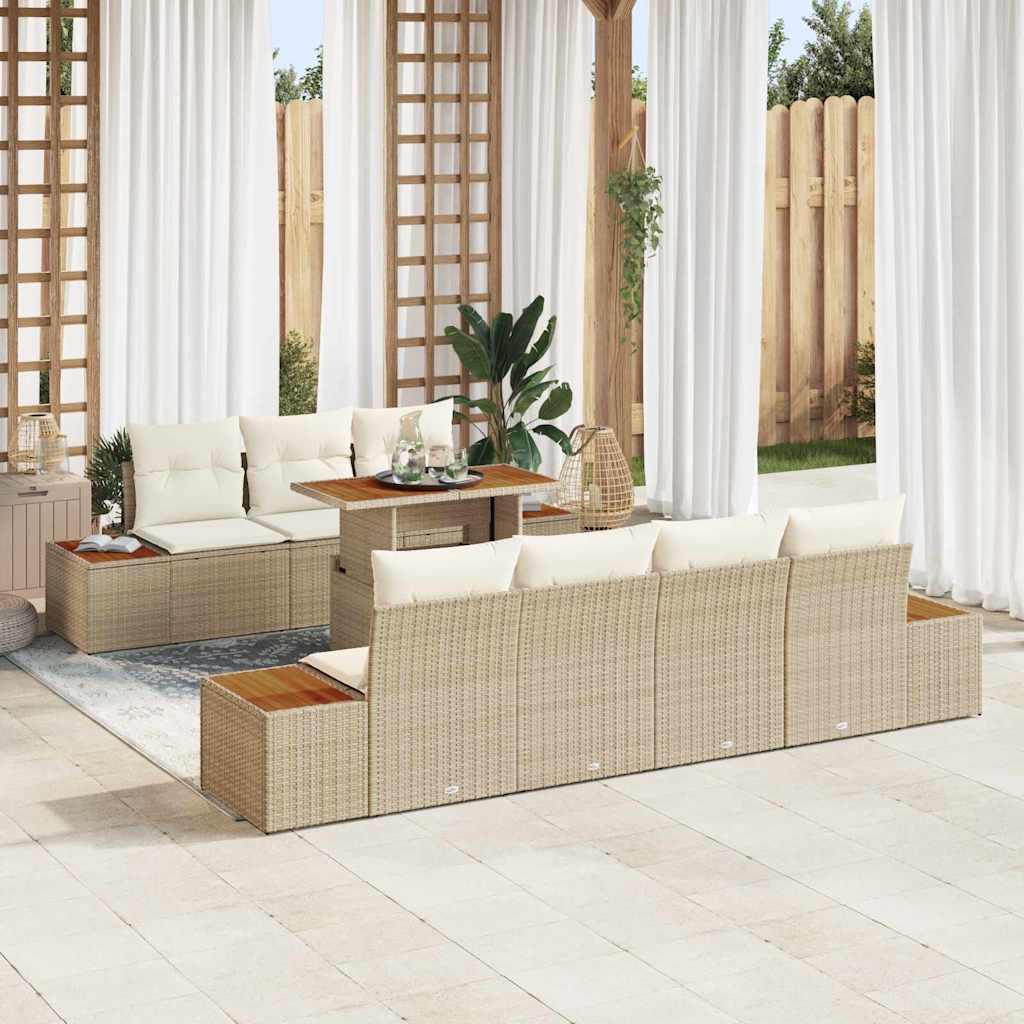 Garten-Sofa-Set mit Speicher 8 pcs Schwarz Poly Rattan