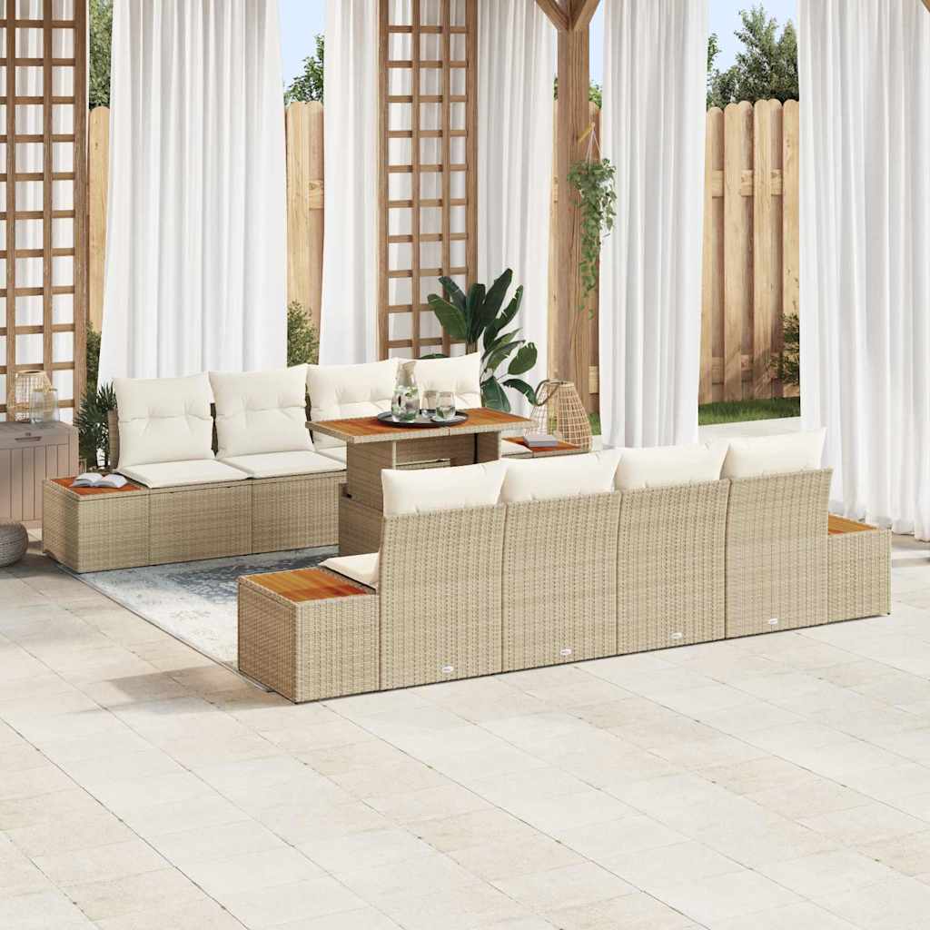 Garten-Sofa-Set mit Speicher 9 pcs Schwarz Poly Rattan