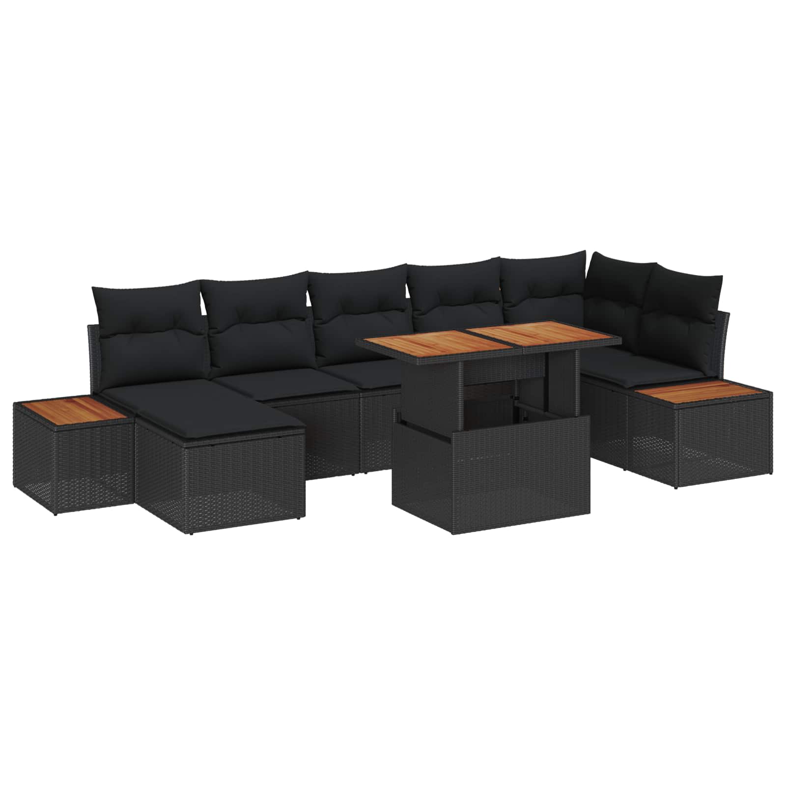 Garten-Sofa-Set mit Speicher 8 pcs Schwarz Poly Rattan