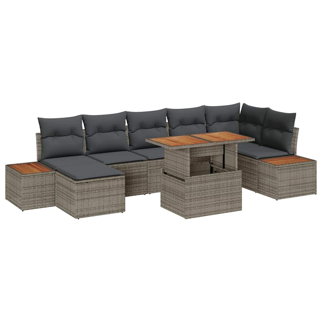 Garten-Sofa-Set mit Speicher 8 pcs Schwarz Poly Rattan