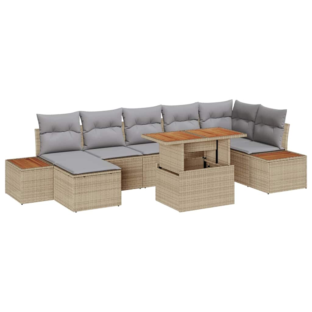Garten-Sofa-Set mit Speicher 8 pcs Schwarz Poly Rattan