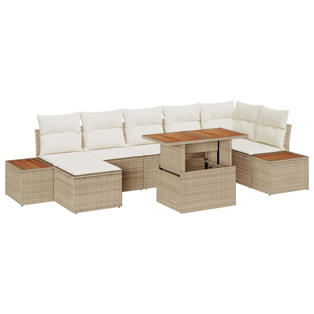 Garten-Sofa-Set mit Speicher 8 pcs Schwarz Poly Rattan