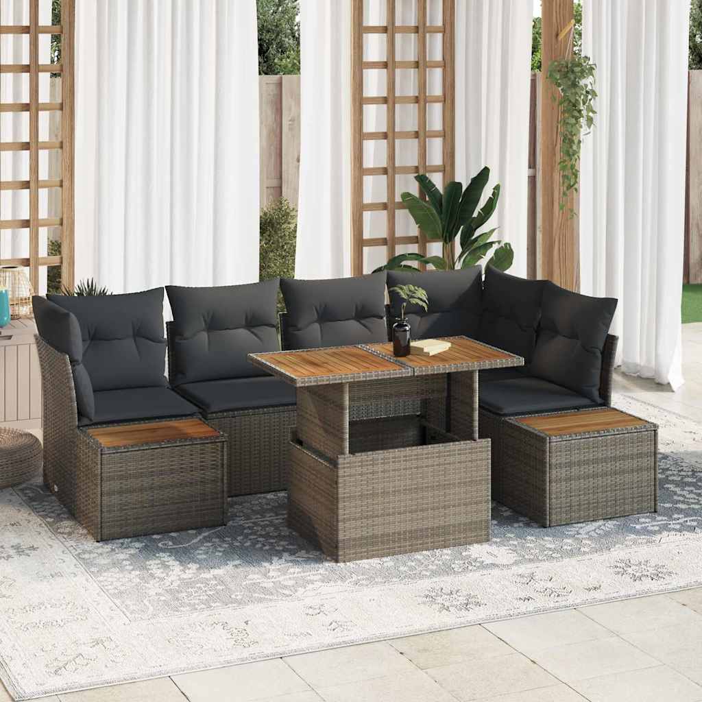 Garten-Sofa-Set mit Speicher 10 pcs Schwarz Poly Rattan