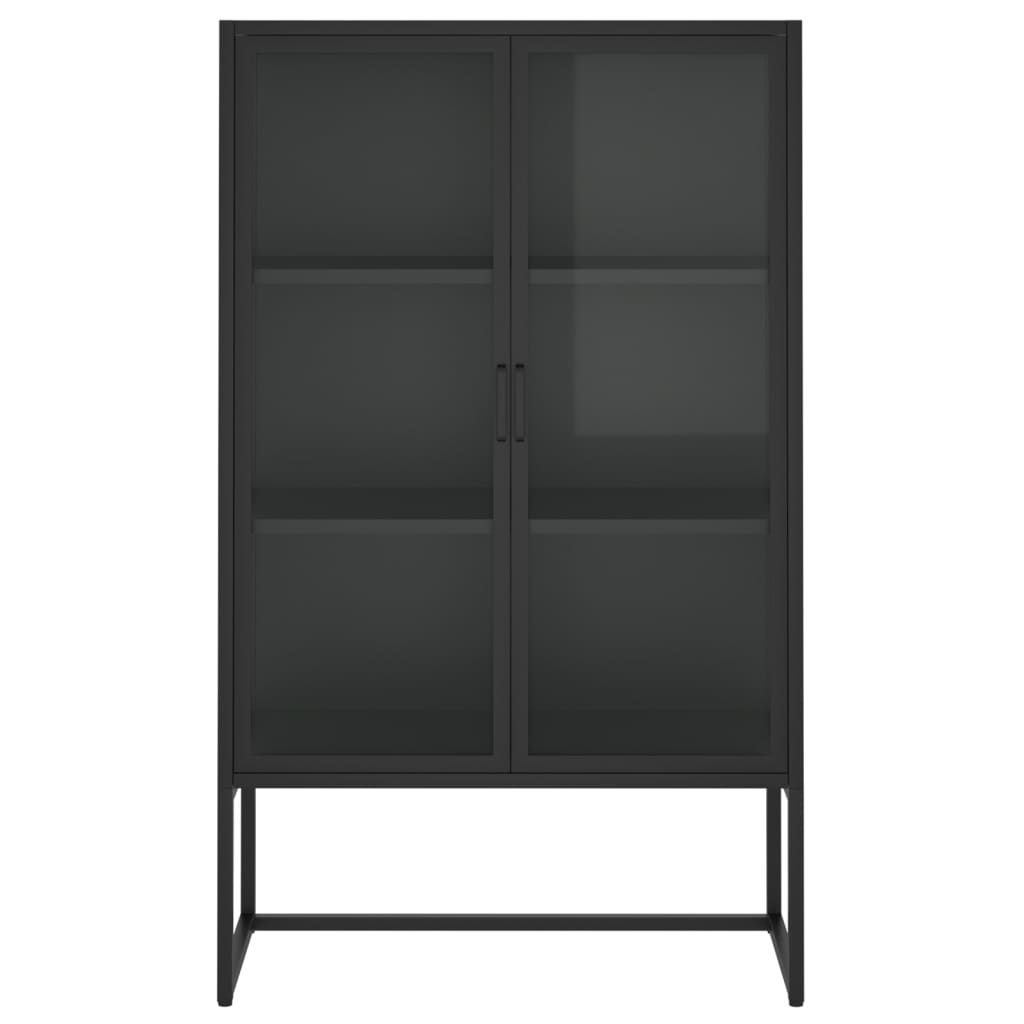 vidaXL Highboard Schwarz 80x35x135 cm Stahl und Gehärtetes Glas