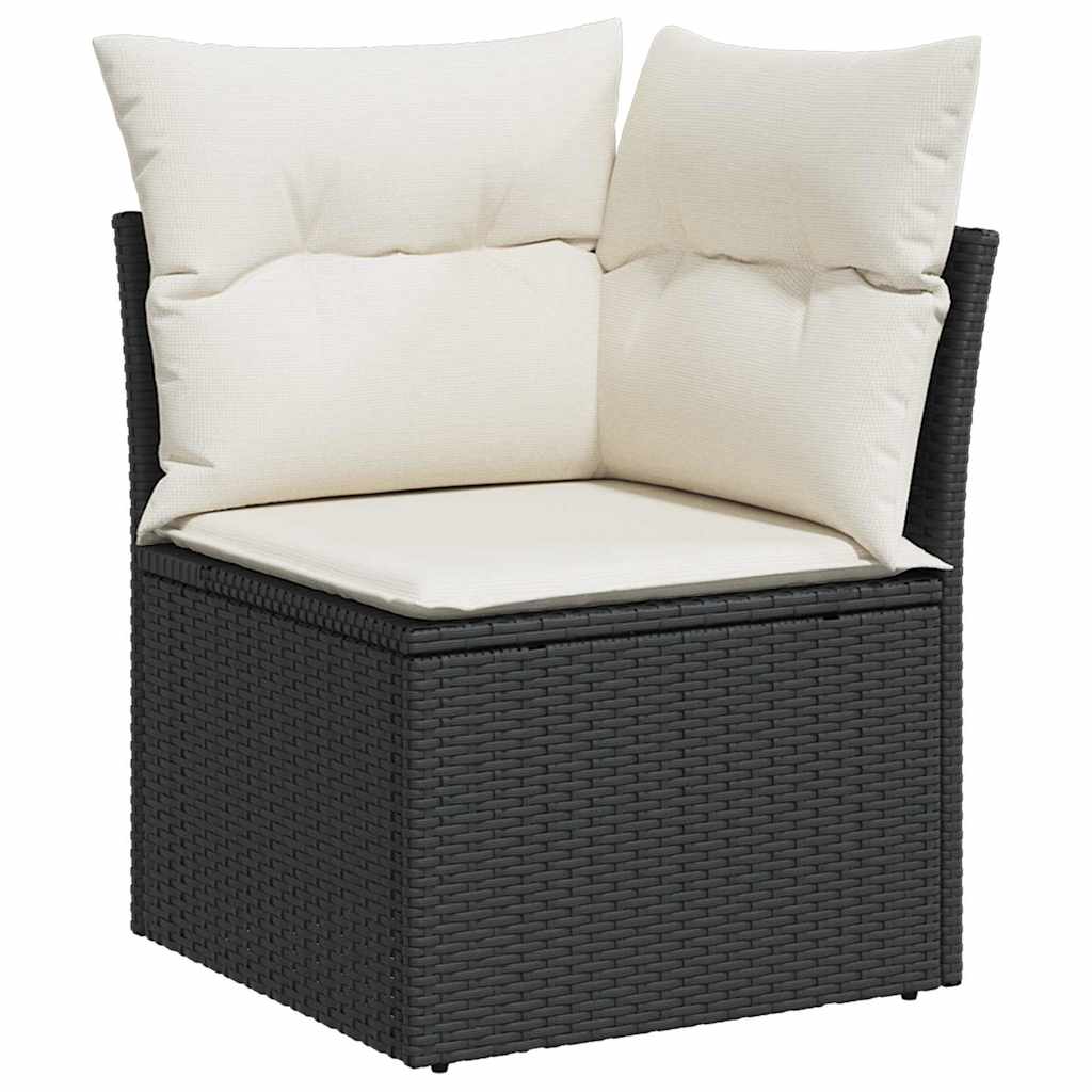 Garten-Sofa-Set mit Speicher 11 pcs Schwarz Poly Rattan