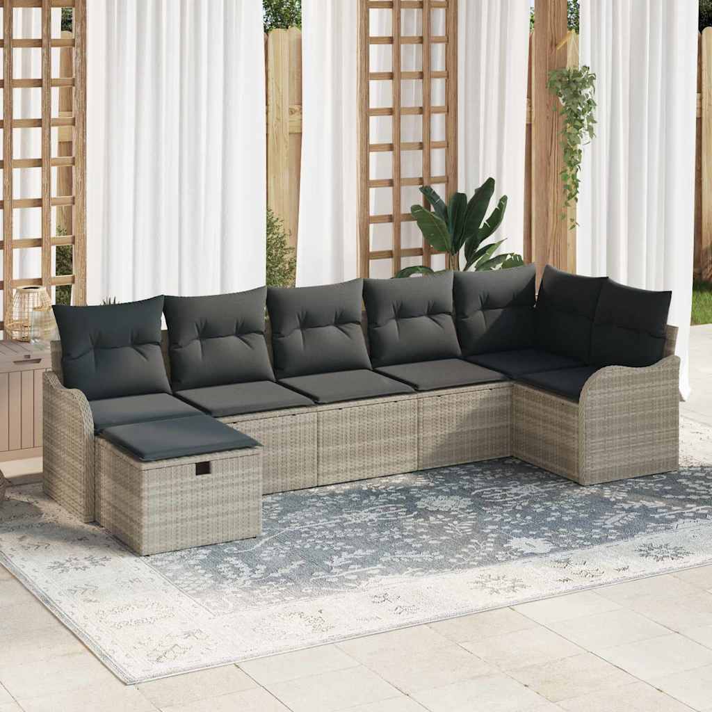 Sofa Set mit Kissen mit Speicher Schwarz und Creme Poly-Rattan