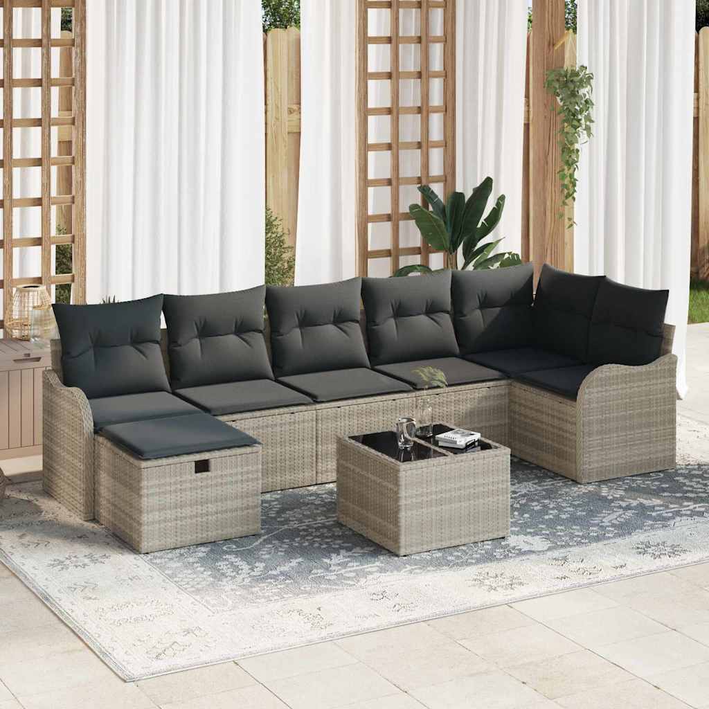 Sofa Set mit Kissen mit Speicher Schwarz und Creme Poly-Rattan