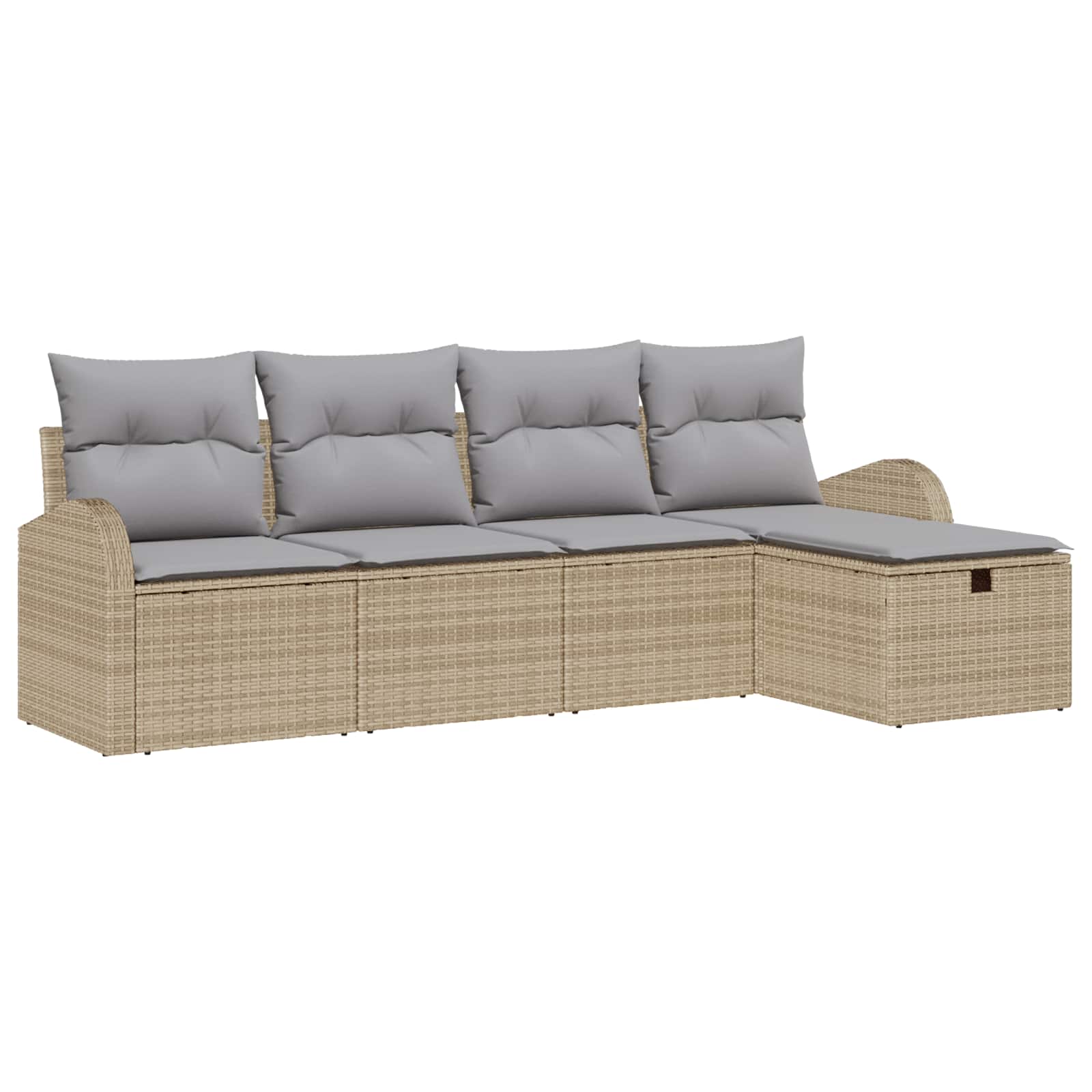 Sofa Set mit Kissen 5 pcs Schwarz und Creme Poly-Rattan