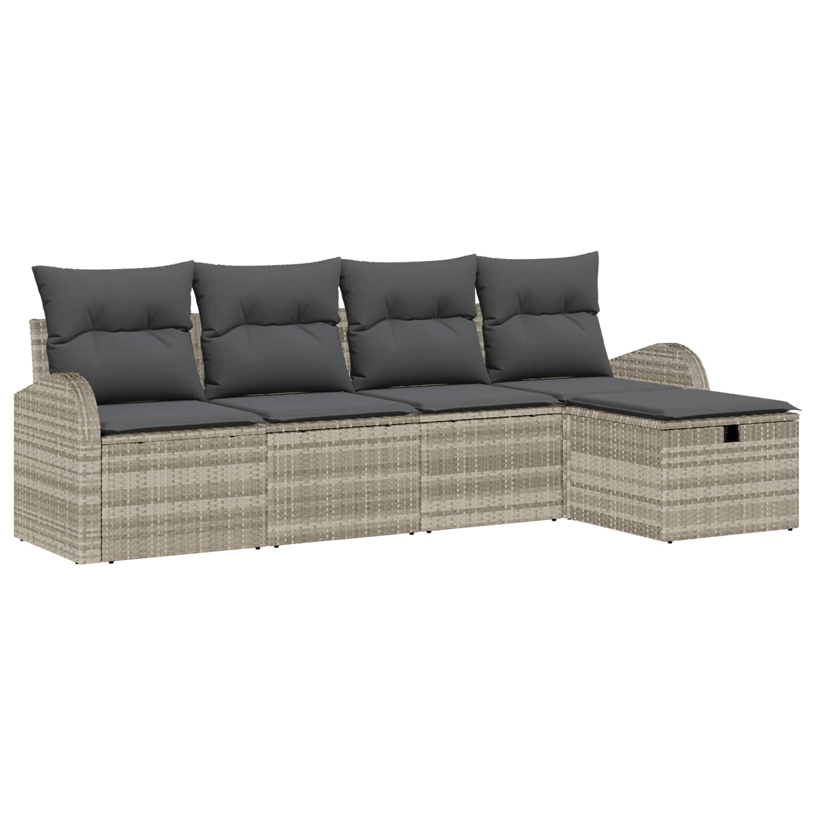 Sofa Set mit Kissen 5 pcs Schwarz und Creme Poly-Rattan