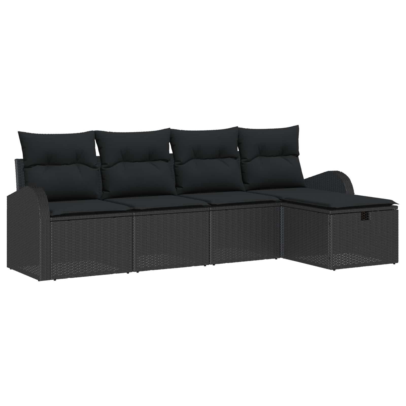 Sofa Set mit Kissen 5 pcs Schwarz und Creme Poly-Rattan