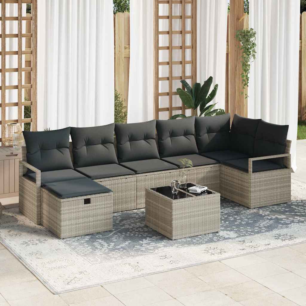 Sofa Set mit Kissen mit Speicher Schwarz und Creme Poly-Rattan