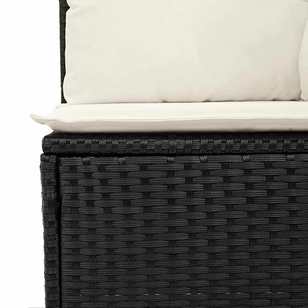 Sofa Set mit Kissen mit Speicher Schwarz Poly-Rattan