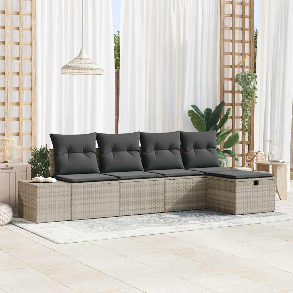 Gartensofa-set mit Kissen 5 pcs Poly-Rattan