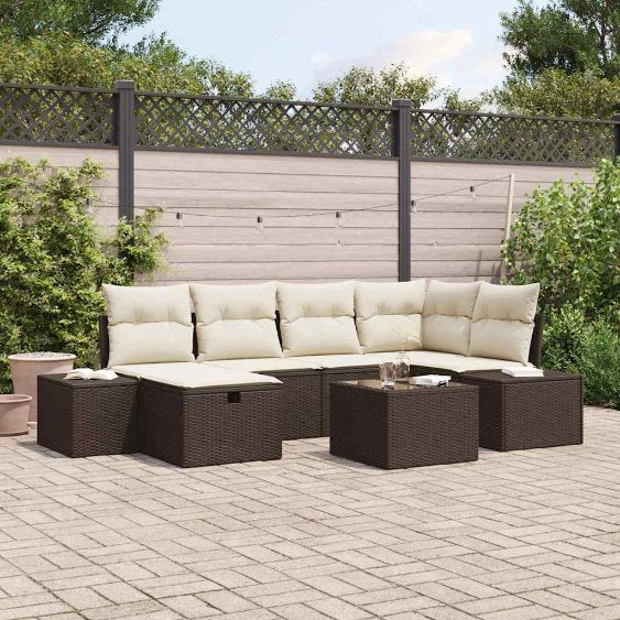 Gartensofa-set mit Kissen 6 pcs Schwarz Poly-Rattan