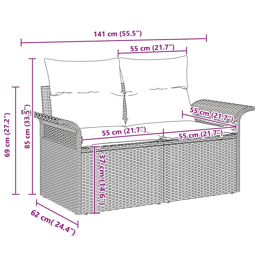 Garten-Sofa-Set mit Speicher 6 pcs Schwarz Poly Rattan