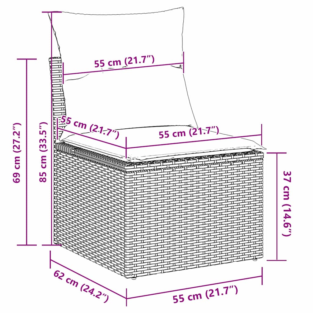 Gartensofa-set mit Kissen 4 pcs Schwarz Poly-Rattan