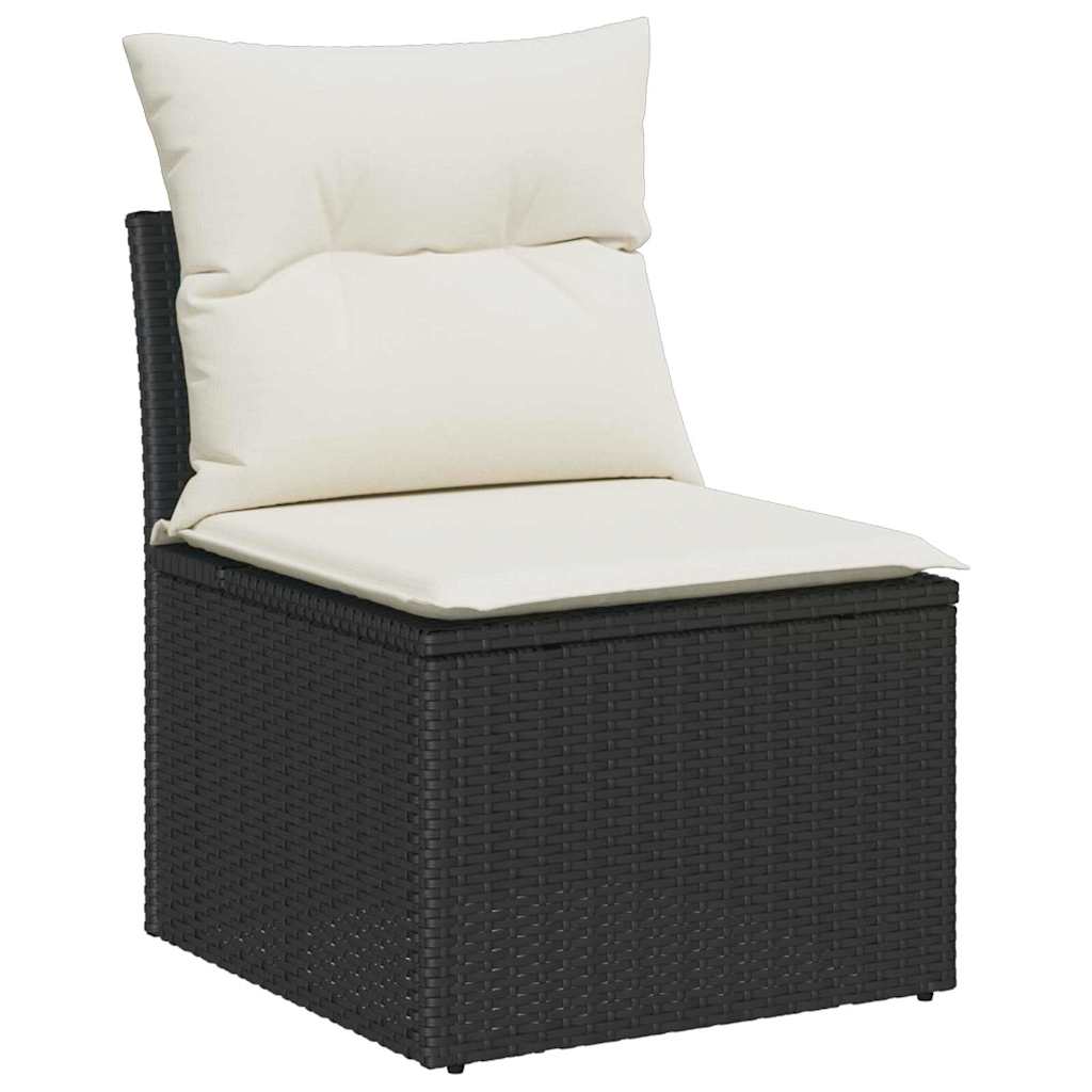 Gartensofa-set mit Kissen 4 pcs Schwarz Poly-Rattan