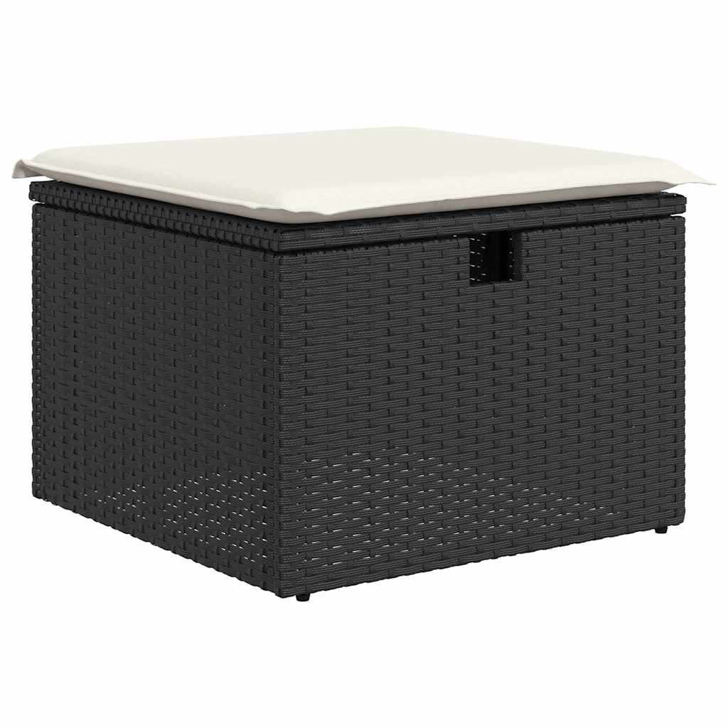 Gartensofa-set mit Kissen 4 pcs Schwarz Poly-Rattan