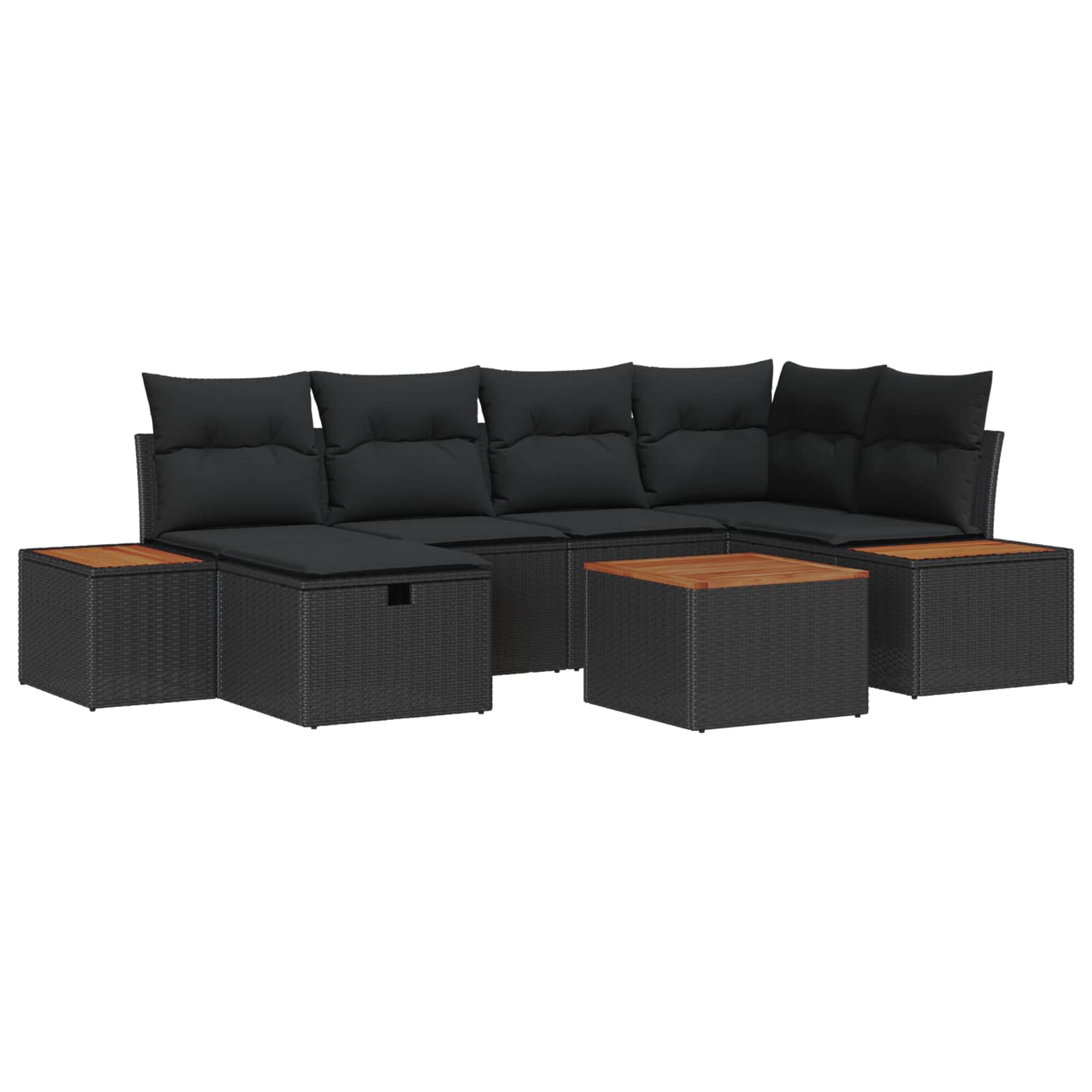 Gartensofa-set mit Kissen 6 pcs Schwarz Poly-Rattan