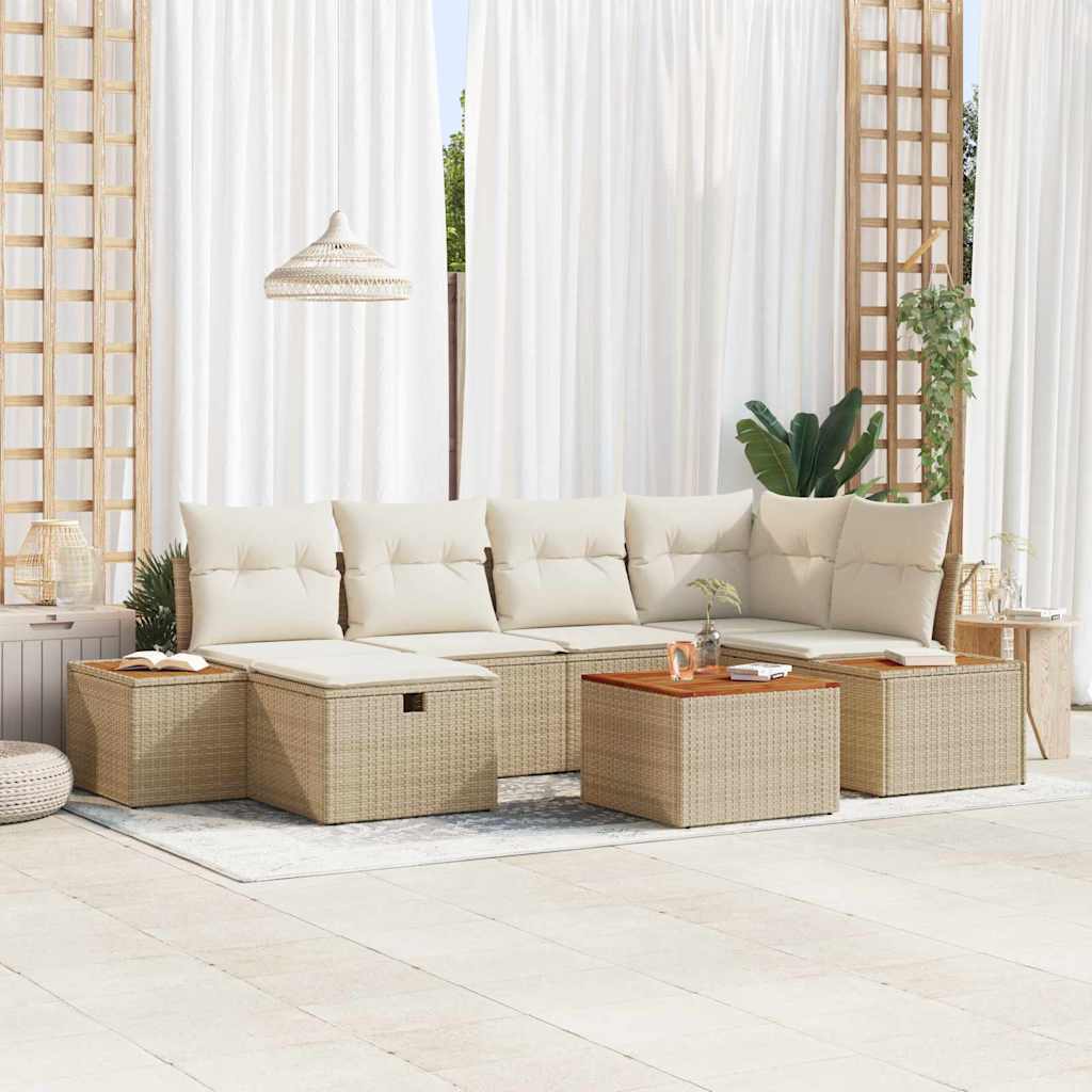 Gartensofa-set mit Kissen 6 pcs Schwarz Poly-Rattan