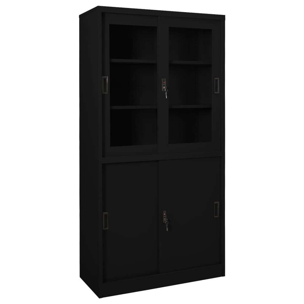vidaXL Büroschrank mit Schiebetüren Weiß 90x40x180 cm Stahl