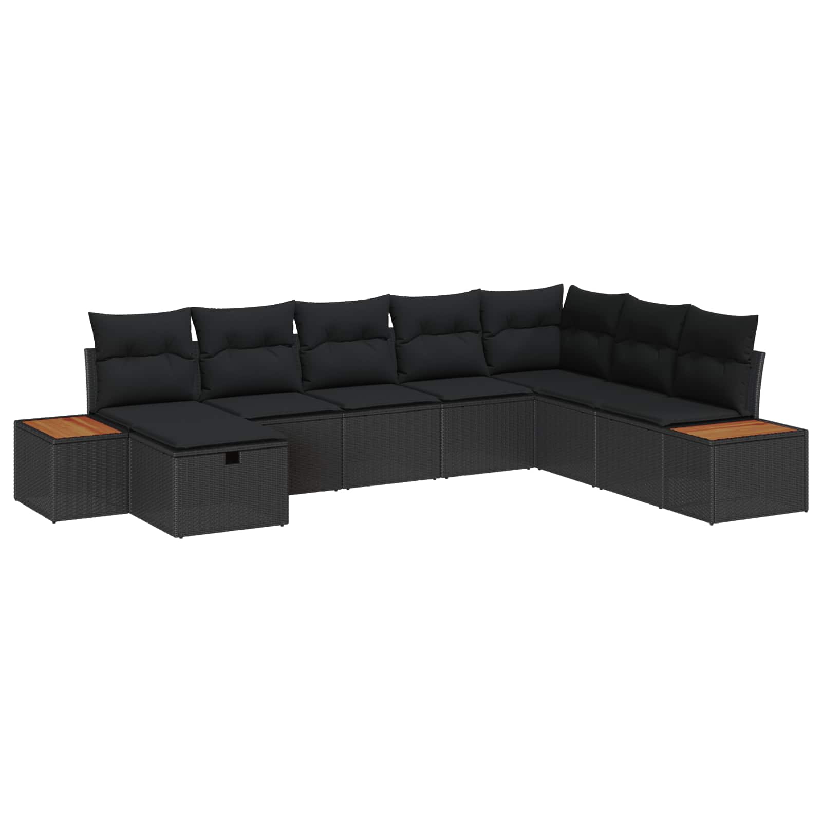 Gartensofa-set mit Kissen 8 pcs Schwarz Poly-Rattan
