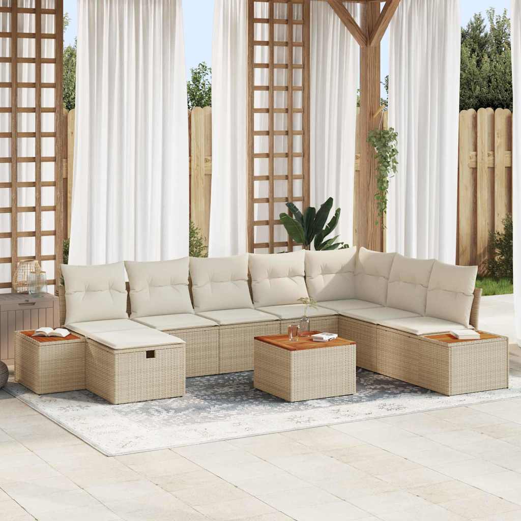 Gartensofa-set mit Kissen 8 pcs Schwarz Poly-Rattan