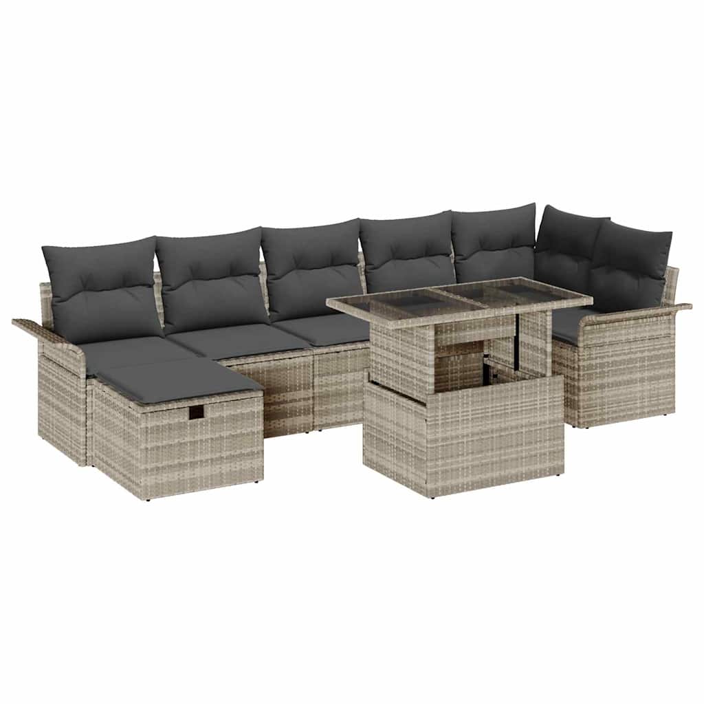 Garten-Sofa-Set mit Kissen 8 pcs Schwarz Poly Rattan