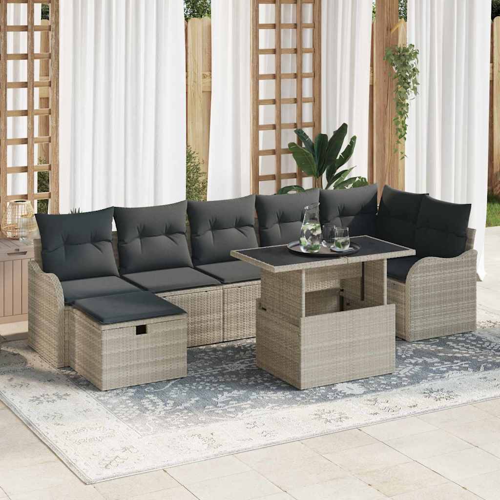 Garten-Sofa-Set mit Kissen 8 pcs Schwarz Poly Rattan