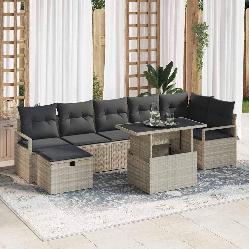 Garten-Sofa-Set mit Kissen 8 pcs Schwarz Poly Rattan