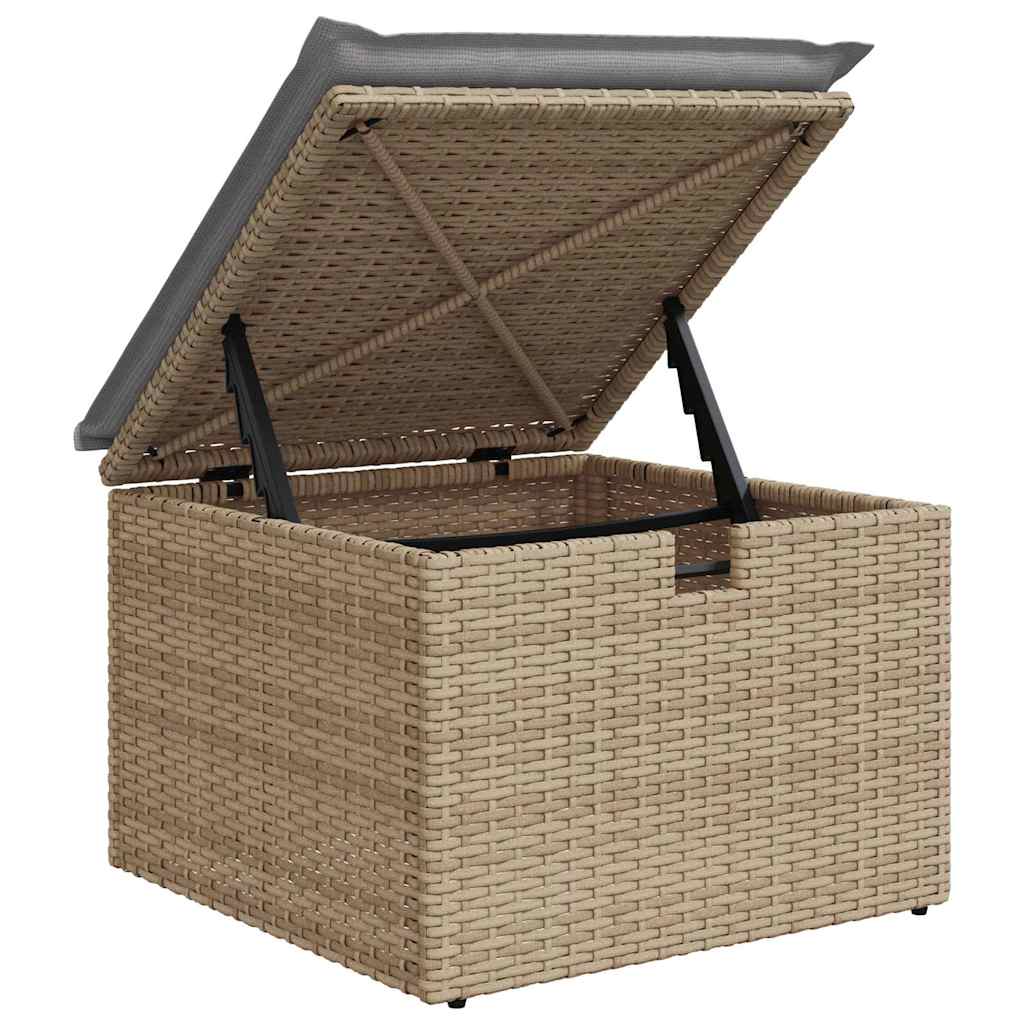 Garten-Sofa-Set mit Kissen mit Speicher 7 pcs Beige Poly Rattan