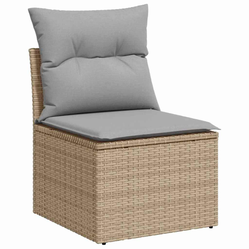 Garten-Sofa-Set mit Kissen mit Speicher 7 pcs Beige Poly Rattan