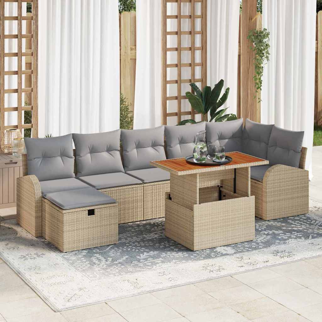 Garten-Sofa-Set mit Kissen 8 pcs Schwarz Poly Rattan