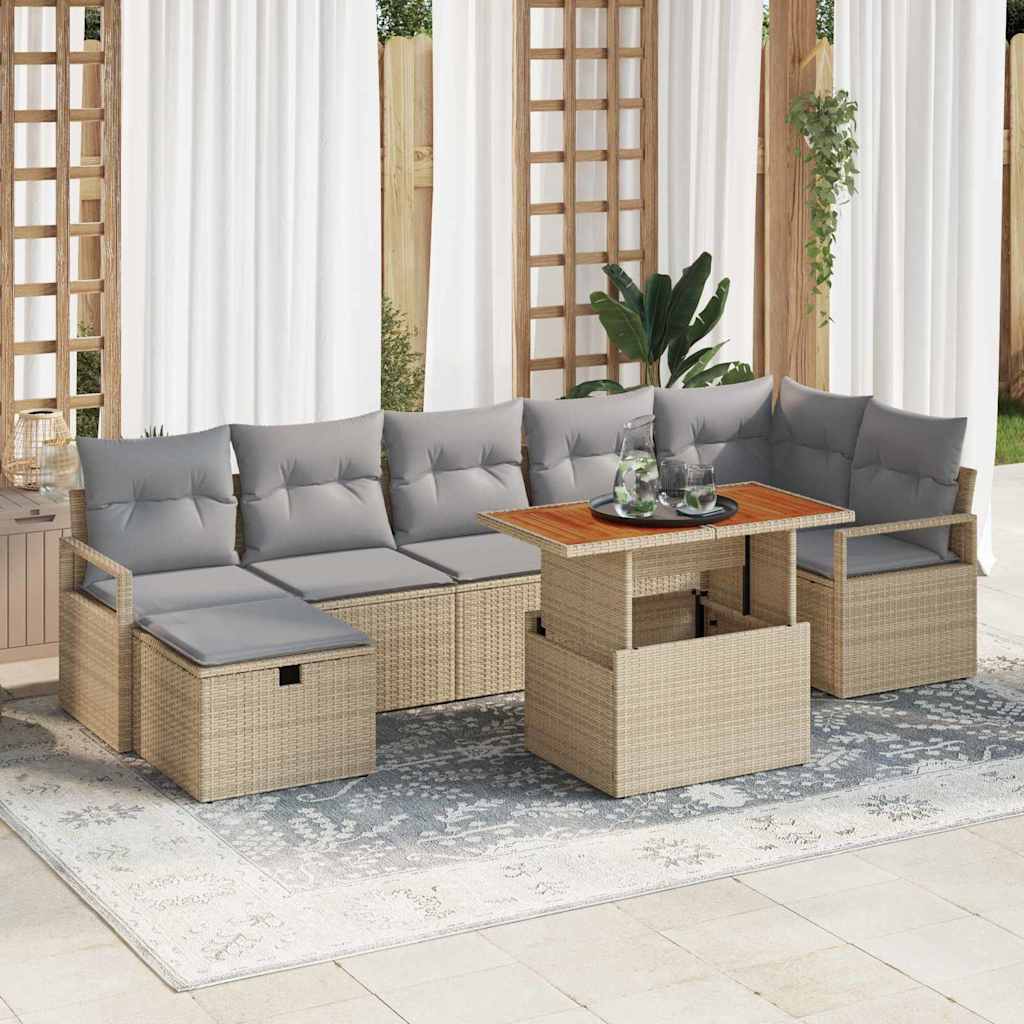 Garten-Sofa-Set mit Kissen 8 pcs Schwarz Poly Rattan
