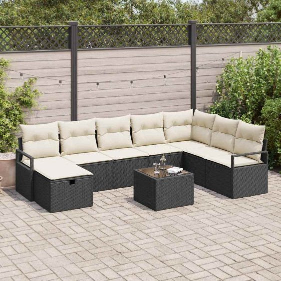 Sofa Set mit Kissen 5 pcs Poly-Rattan