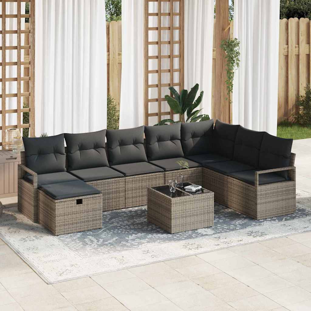 Sofa Set mit Kissen 5 pcs Poly-Rattan